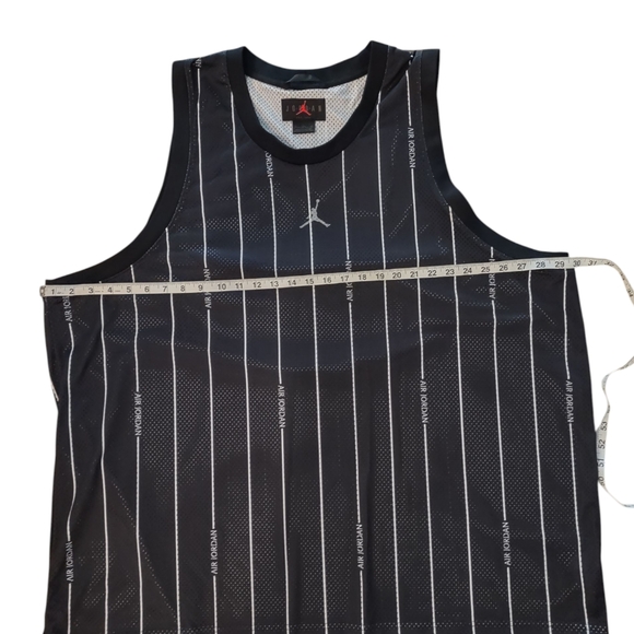 Nike Air Jordan Essentials All Over Printed Jersey Black White Pinstripe - Picture 13 of 14